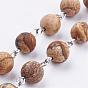 Frosted Natural Picture Jasper Handmade Beaded Chains, Unwelded, for Necklaces Bracelets Making, with Brass Findings