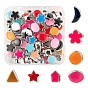 70Pcs 7 Style UV Plating Acrylic European Beads, with Enamel, Large Hole Beads, Flower & Flat Round & Oval & Allow & Star & Moon & Triangle