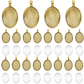 30шт. овальные оправы для подвесок-кабошонов из сплава, 30 шт. Прозрачные стеклянные кабошоны