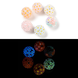 Luminous Polymer Clay Rhinestone Beads, with Acrylic, Round