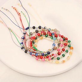 Bohemian Style Natural Stone Beaded Bracelet Handmade Woven Jewelry B406