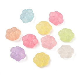 Perles transparentes en acrylique givré, empreinte de patte