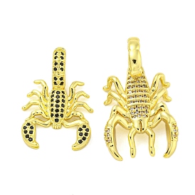 Brass Micro Pave Cubic Zirconia Pendants, Real 18K Gold Plated, Scorpion