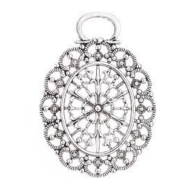 Tibetan Style Oval Big Pendants, Nickel Free, 76x54x4mm, Hole: 8x15mm