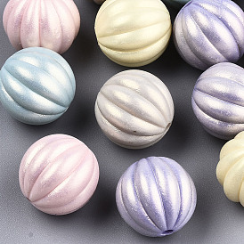 Spray Painted Acrylic Beads, Rubberized Style, Pumpkin