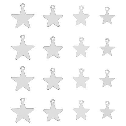 Dijes de acero inoxidable cortados con láser, etiqueta estampado en blanco, estrella