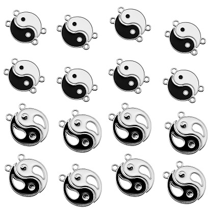 10 комплекты соединительных звеньев из сплава эмали и 15 комплекты разъемных подвесок, без кадмия и без свинца, сплетни / инь янь, белый и черный