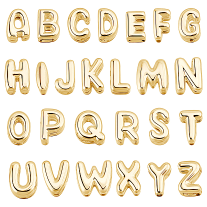 1Bag Rack Plating Brass Pendants, Letter A~Z Charms, Cadmium Free & Lead Free, Long-Lasting Plated