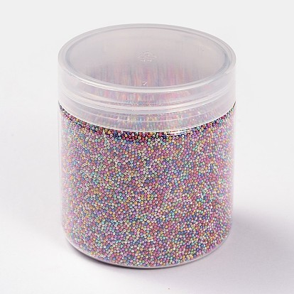 Bricolaje decoración de uñas de arte 3d las mini cuentas redondas de vidrio de color chapada, diminutas cuentas de uñas caviar, 0.6~0.8 mm, 130 g / caja