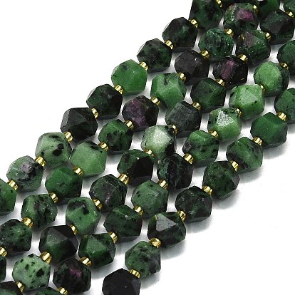 Натуральный рубин в цоизита бусин пряди, граненые, восьмиугольный