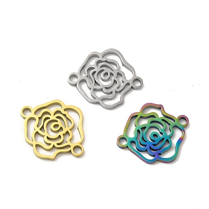 Ion Plating(IP) 304 Stainless Steel Connector Charms, Rose Links
