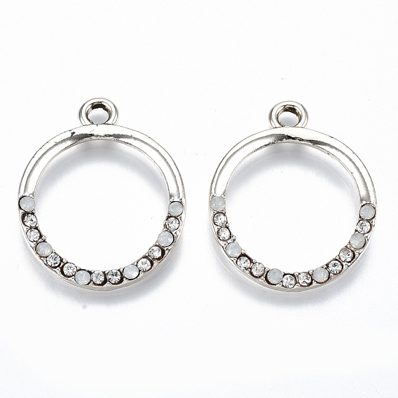 UV Plated Alloy Pendants, with Crystal Rhinestone, Ring, Cadmium Free & Lead Free