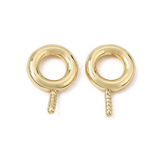Brass Screw Eye Peg Bails, for Half Drilled Beads, Rack Plating, Long-Lasting Plated, Cadmium Free & Lead Free