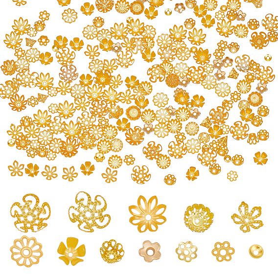 360 шт. 12 стили железные колпачки для бусин, цветок