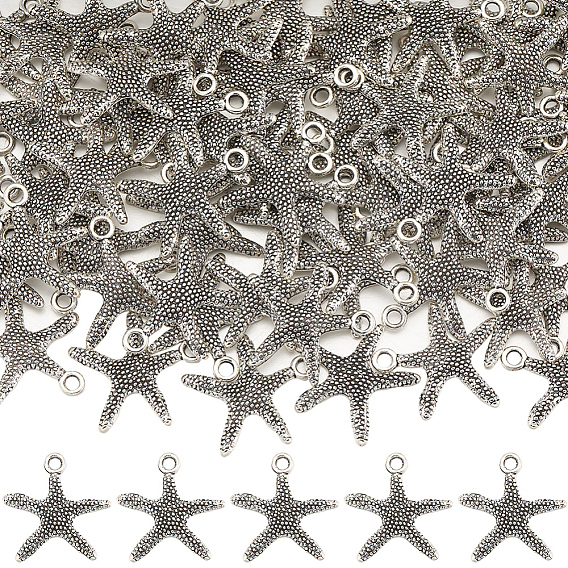 100 шт. Подвески из сплава в тибетском стиле, без свинца и без кадмия, морская звезда / морские звезды