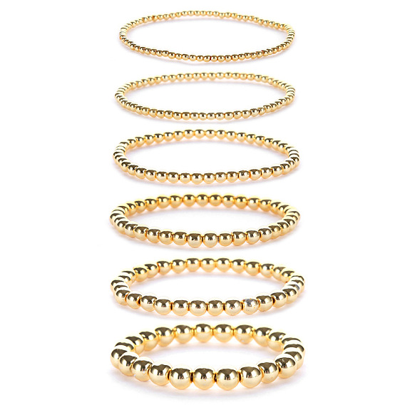 Браслеты из синтетического немагнитного гематита с эластичными бусинами для мужчин и женщин, круглые