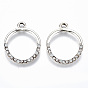 UV Plated Alloy Pendants, with Crystal Rhinestone, Ring, Cadmium Free & Lead Free