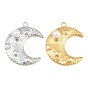 304 Stainless Steel with Plastic Pearl Pendants, Hammered Moon Charms