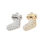 Brass Micro Pave Cubic Zirconia Pendants, Socks