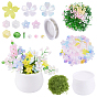 DIY Planters Makings Kits, Including Artificial Moss, PP Plastic Planters, Glass Seed Beads, Acrylic Bead Caps, Round Copper Jewelry Wire