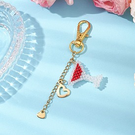 Подвеска из бисера в виде бокала для вина, Поворотные застежки из сплава, подвески для украшений сумок