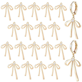 10 пары латунных подвесок с микропаве из прозрачного кубического циркония, бантом