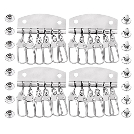 Alloy Key Row Board, with 4/6 Hooks Key Ring Holder, for Leather Bag Accessories