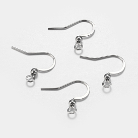 316 Surgical Stainless Steel French Earring Hooks, Flat Earring Hooks, Ear Wire, with Horizontal Loop