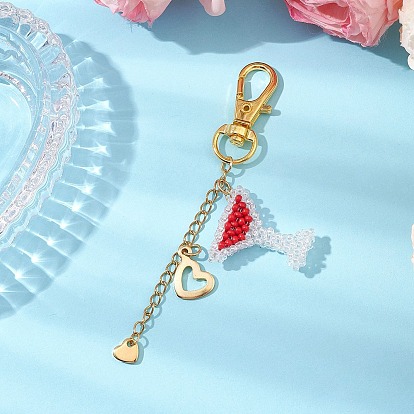 Подвеска из бисера в виде бокала для вина, Поворотные застежки из сплава, подвески для украшений сумок