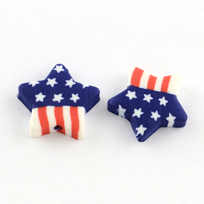 Star Handmade Polymer Clay Beads, 17x17x4mm, Hole: 1~2mm