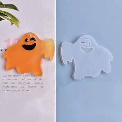 Halloween DIY Ghost Pendant Silicone Molds, Resin Casting Molds, For UV Resin, Epoxy Resin Jewelry Making