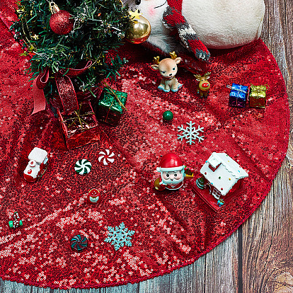 Елочная юбка из полиэстера, с блестками, для украшения рождественской вечеринки, плоско-круглые