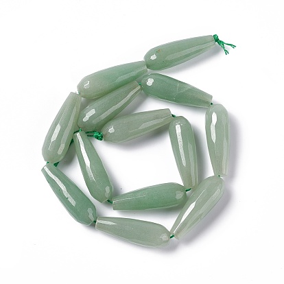 Natural Green Aventurine Beads Strands, Faceted, Teardrop