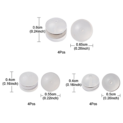 12Pcs 3 Style TPE Plastic Ear Nuts, Belt Earring Backs with 316 Surgical Stainless Steel Findings, Half Round/Dome