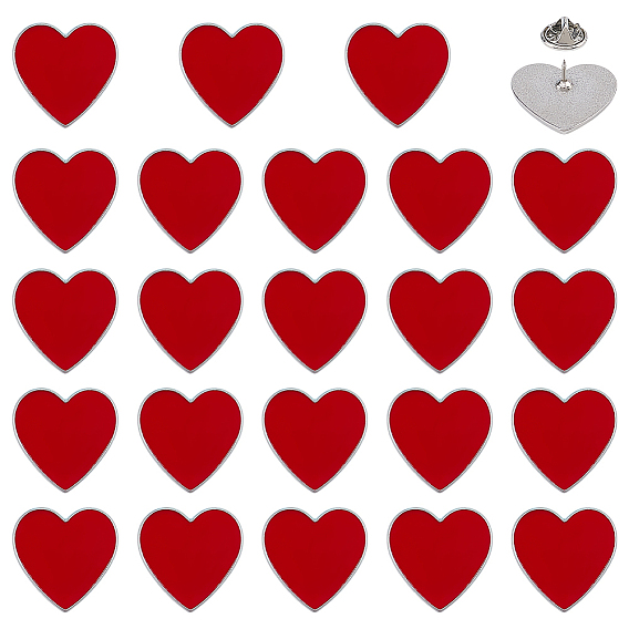 24шт. Эмалированные булавки в форме сердца, Задняя часть булавки из цинкового сплава для рюкзака