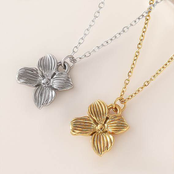 201 ожерелья из нержавеющей стали с подвеской в виде цветка и цепочкой для женщин