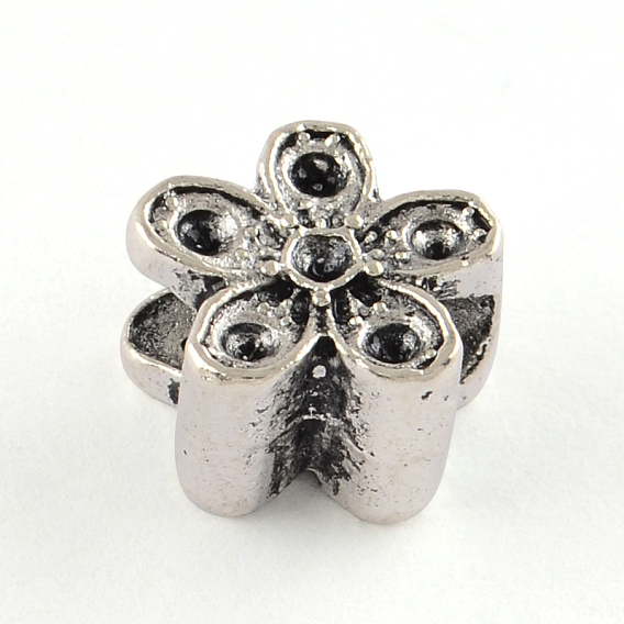 Тибетский стиль сплава настройки европейского бисера горный хрусталь, без свинца, цветок, 0.5x10.5x7 мм, отверстие: 4.5 мм , подходит для 1.5 мм стразов , около 465 шт / 1000 г