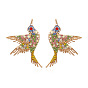 Colorful Rhinestone Alloy Earrings Retro Fashion Bird Studs Chic Ear Jewelry for Women