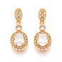 Латунные микро проложить кубического циркония подвески, овальные, без никеля , долговечный, реальный 18 k позолоченный