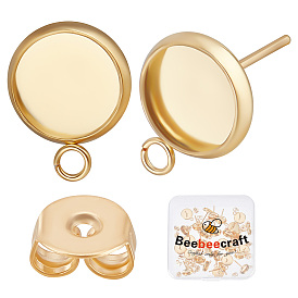 20 пары 304 серьги-гвоздики из нержавеющей стали, плоско-круглые, с горизонтальными петлями и латунными фрикционными гайками из 40шт.