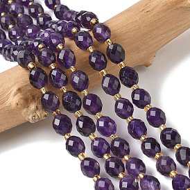 Природный аметист нитей бисера, граненые, рис, с бисером