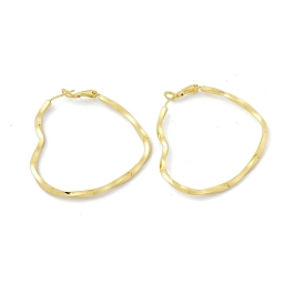 Rack Plating Brass Heart Hoop Earrings for Women, Cadmium Free & Lead Free