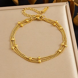 304 Многорядные браслеты из нержавеющей стали с цепочками-спутниками, браслеты из шариковой цепи для женщин