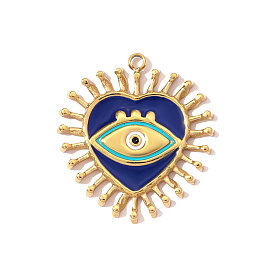 304 нержавеющей стальной эмали подвески, сердце с оберегами от сглаза, зеркальная полировка, ионное покрытие (ip)