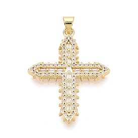 Латунные микропаве прозрачные подвески с фианитом, крест прелести