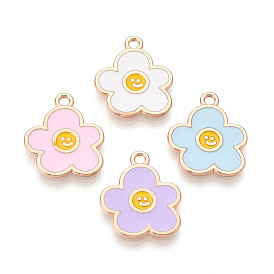 Подвески из сплава и эмали, цветок, без кадмия и без свинца, золотые