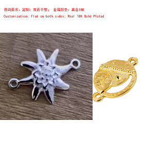 925 Sterling Silver Connector Charms, Snowflake Links, Rack Plating