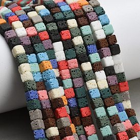 Синтетические бусины из лавы, окрашенные, кубические
