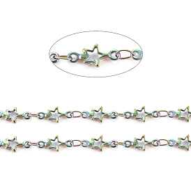 Ion Plating(IP) 304 Stainless Steel Link Chains, Star Chains, Soldered, with Spool