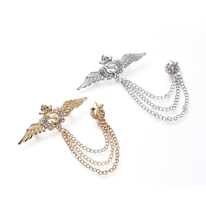 Men's Alloy Brooch Lapel Pin, with Crystal Rhinestone, for Career Suit Tuxedo of Shirts Tie Hat Scarf, Wing & Star
